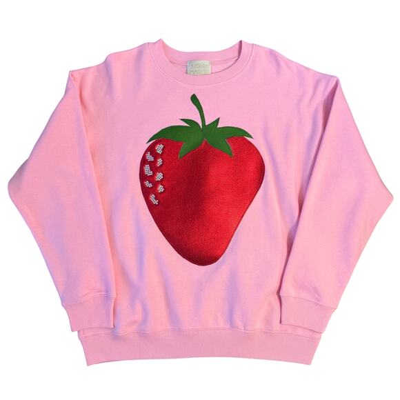 Judith March Tops - Judith March Sweatshirt Strawberry Pink Pullover Rhinestone Funky Artsy Large